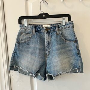 Rolla’s high-rise Jean shorts, size 28, distressed denim wash